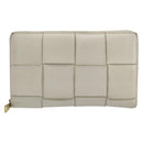 BOTTEGA VENETA MAXI INTRECCIATO Long Wallet Leather White Gold Auth bs35818-13