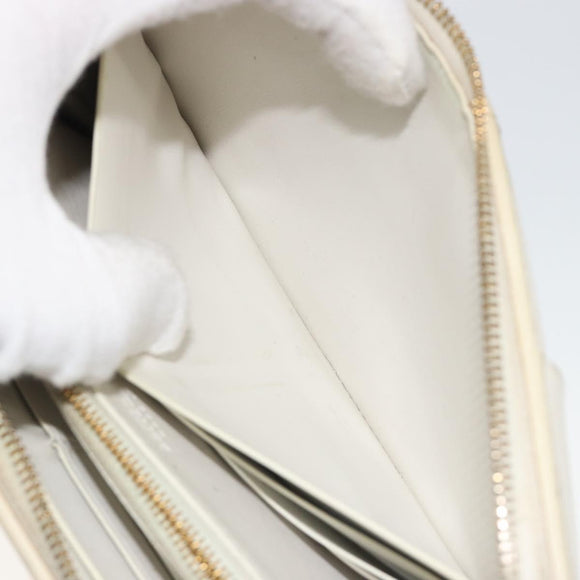 BOTTEGA VENETA MAXI INTRECCIATO Long Wallet Leather White Gold Auth bs35818