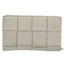 BOTTEGA VENETA MAXI INTRECCIATO Long Wallet Leather White Gold Auth bs35818-2