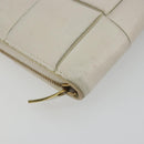 BOTTEGA VENETA MAXI INTRECCIATO Long Wallet Leather White Gold Auth bs35818-14
