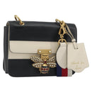 GUCCI Queen Margaret Bee Leather Outlet Black Gold 476542 Auth bs35819V-1