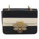 GUCCI Queen Margaret Bee Leather Outlet Black Gold 476542 Auth bs35819V-2
