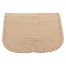 CHANEL Chain Shoulder Bag Leather Beige Gold CC Auth bs35821-13