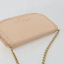 CHANEL Chain Shoulder Bag Leather Beige Gold CC Auth bs35821-6