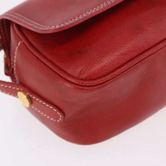 LOEWE Shoulder Bag Leather Red Gold Auth bs35822