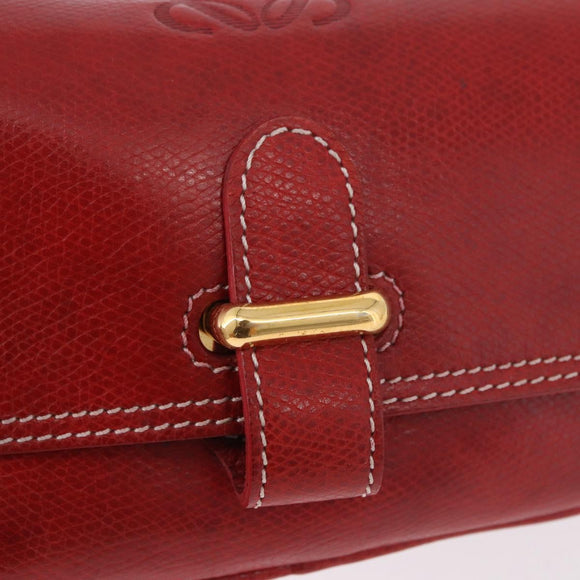 LOEWE Shoulder Bag Leather Red Gold Auth bs35822