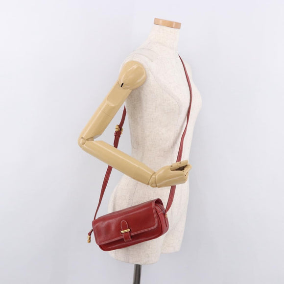 LOEWE Shoulder Bag Leather Red Gold Auth bs35822