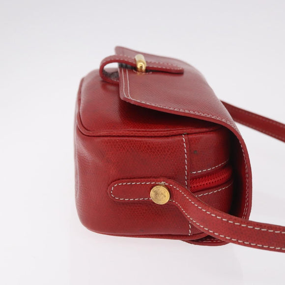 LOEWE Shoulder Bag Leather Red Gold Auth bs35822