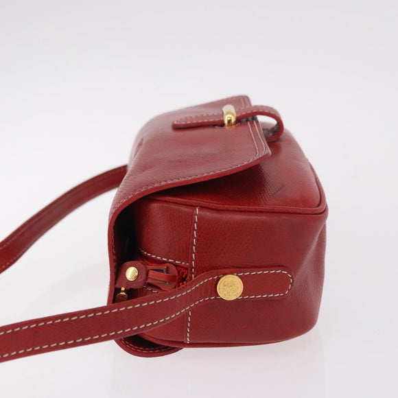 LOEWE Shoulder Bag Leather Red Gold Auth bs35822