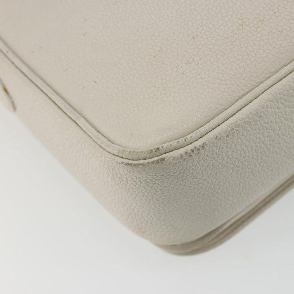 SAINT LAURENT Shoulder Bag Leather White Gold Auth bs35823
