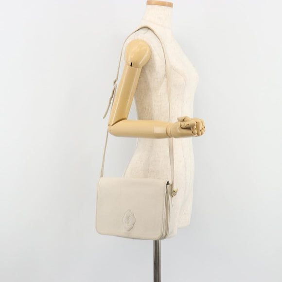 SAINT LAURENT Shoulder Bag Leather White Gold Auth bs35823