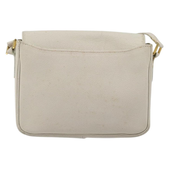 SAINT LAURENT Shoulder Bag Leather White Gold Auth bs35823