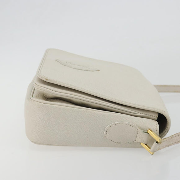 SAINT LAURENT Shoulder Bag Leather White Gold Auth bs35823