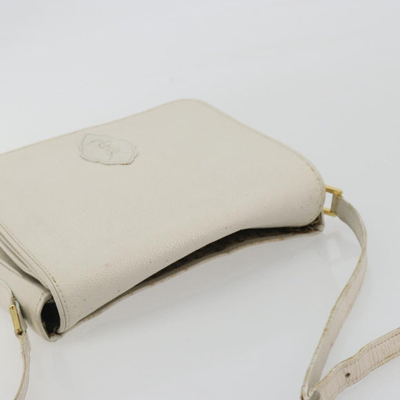 SAINT LAURENT Shoulder Bag Leather White Gold Auth bs35823