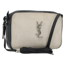 SAINT LAURENT Shoulder Bag Canvas Beige Silver 520534 Auth bs35824A-1