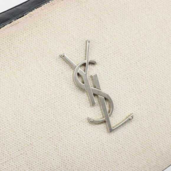 SAINT LAURENT Shoulder Bag Canvas Beige Silver 520534 Auth bs35824A