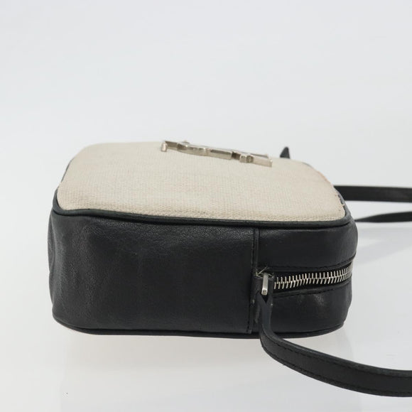 SAINT LAURENT Shoulder Bag Canvas Beige Silver 520534 Auth bs35824A