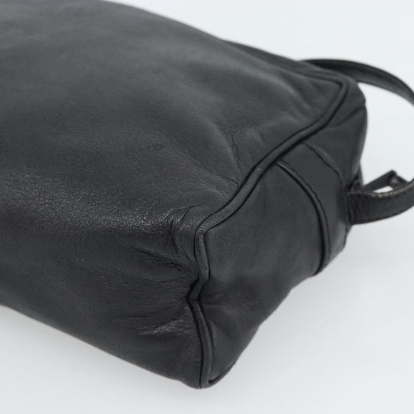 LOEWE Anagram Shoulder Bag Leather Black Gold Auth bs35825