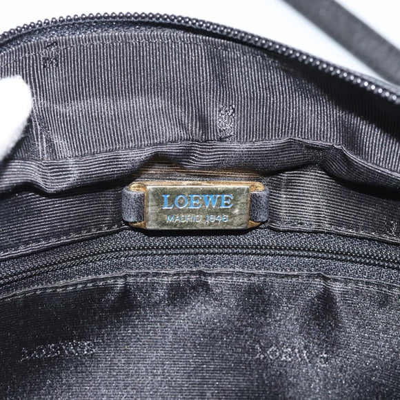 LOEWE Anagram Shoulder Bag Leather Black Gold Auth bs35825