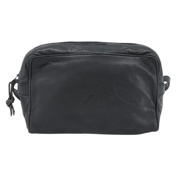 LOEWE Anagram Shoulder Bag Leather Black Gold Auth bs35825