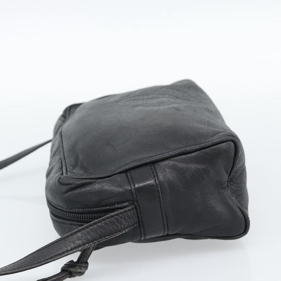 LOEWE Anagram Shoulder Bag Leather Black Gold Auth bs35825