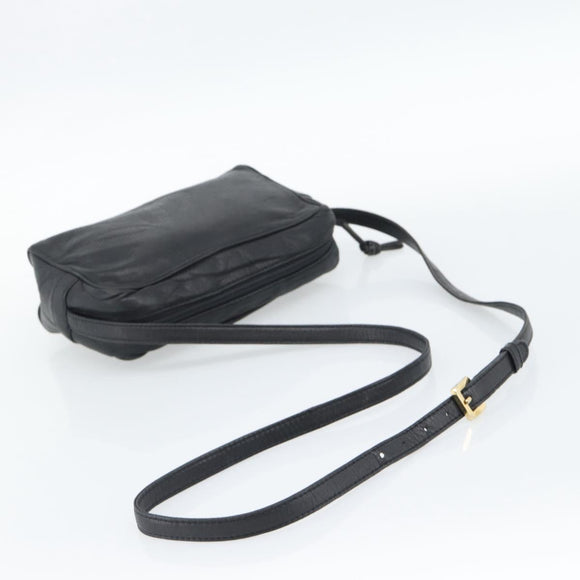 LOEWE Anagram Shoulder Bag Leather Black Gold Auth bs35825