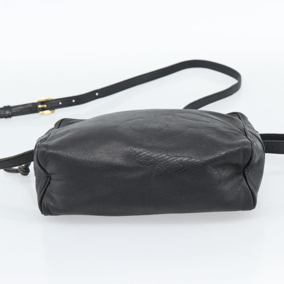 LOEWE Anagram Shoulder Bag Leather Black Gold Auth bs35825