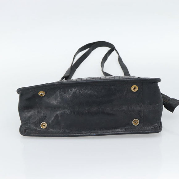 FENDI Shoulder Bag Leather Black Gold Auth bs35826