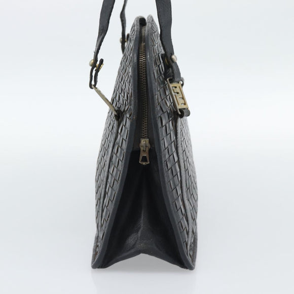 FENDI Shoulder Bag Leather Black Gold Auth bs35826