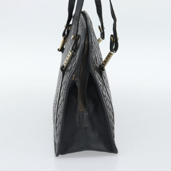 FENDI Shoulder Bag Leather Black Gold Auth bs35826
