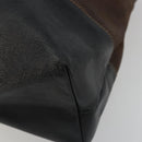 LOEWE Tote Bag Leather Dark Brown Gold Auth bs35829A-8