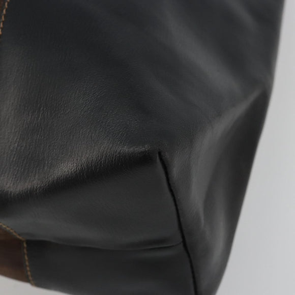 LOEWE Tote Bag Leather Dark Brown Gold Auth bs35829A