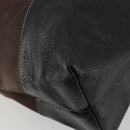 LOEWE Tote Bag Leather Dark Brown Gold Auth bs35829A-17