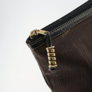 LOEWE Tote Bag Leather Dark Brown Gold Auth bs35829A-10