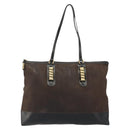 LOEWE Tote Bag Leather Dark Brown Gold Auth bs35829A-13