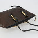 LOEWE Tote Bag Leather Dark Brown Gold Auth bs35829A-6