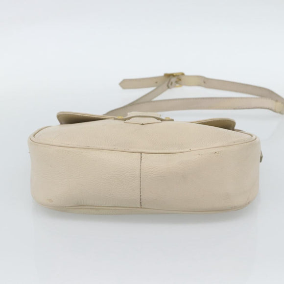 SAINT LAURENT Shoulder Bag Leather Beige Gold Auth bs35833