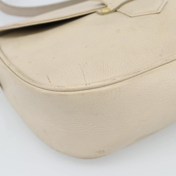 SAINT LAURENT Shoulder Bag Leather Beige Gold Auth bs35833