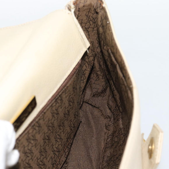 SAINT LAURENT Shoulder Bag Leather Beige Gold Auth bs35833