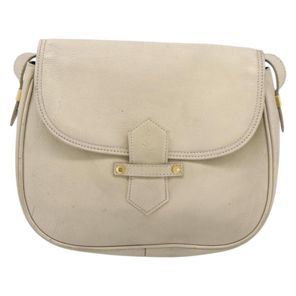SAINT LAURENT Shoulder Bag Leather Beige Gold Auth bs35833