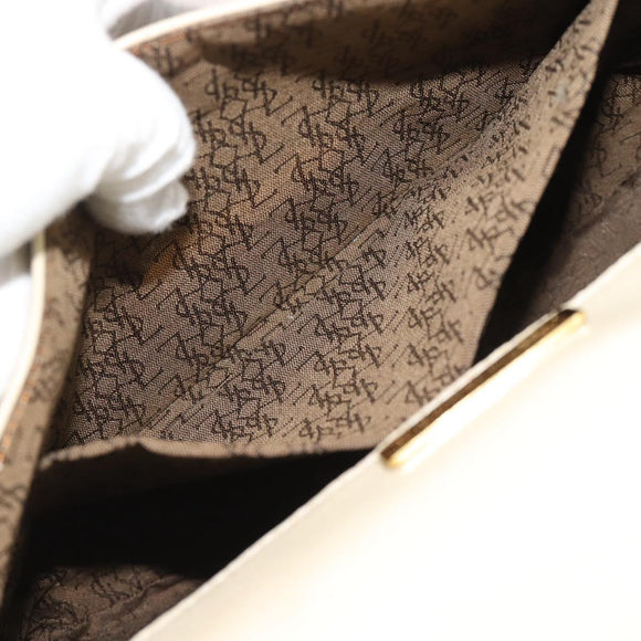 SAINT LAURENT Shoulder Bag Leather Beige Gold Auth bs35833