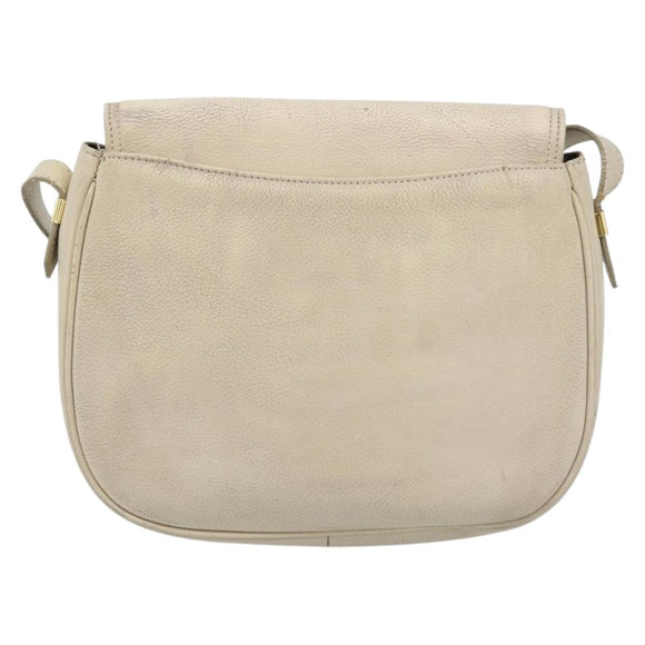 SAINT LAURENT Shoulder Bag Leather Beige Gold Auth bs35833