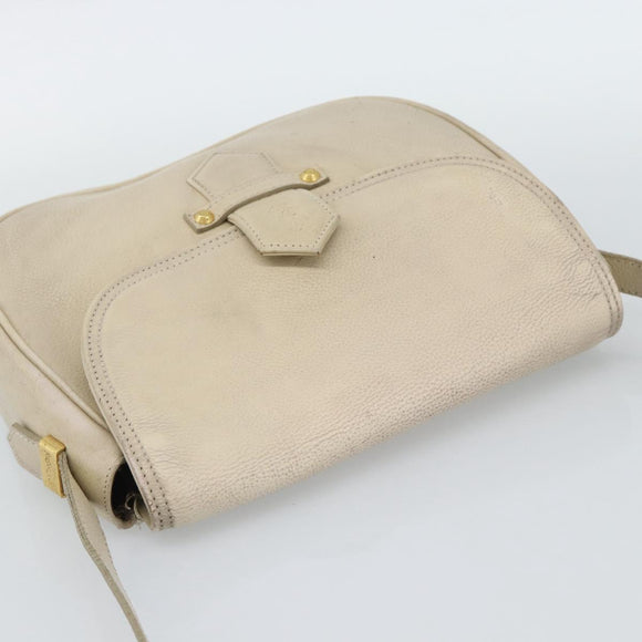 SAINT LAURENT Shoulder Bag Leather Beige Gold Auth bs35833