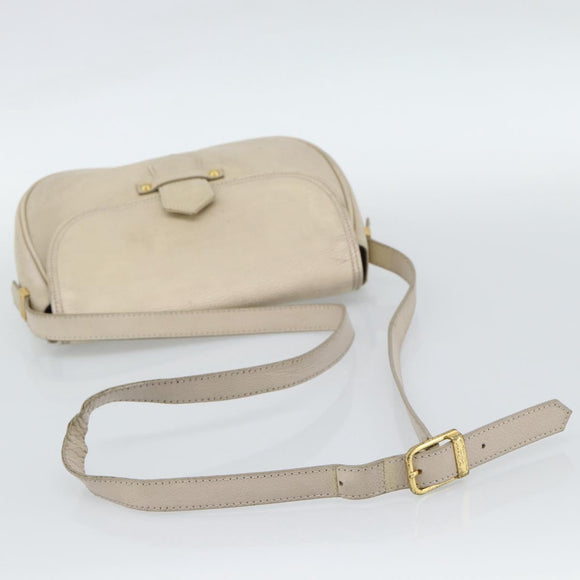 SAINT LAURENT Shoulder Bag Leather Beige Gold Auth bs35833