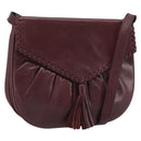 SAINT LAURENT Shoulder Bag Leather Bordeaux Auth bs35835-1