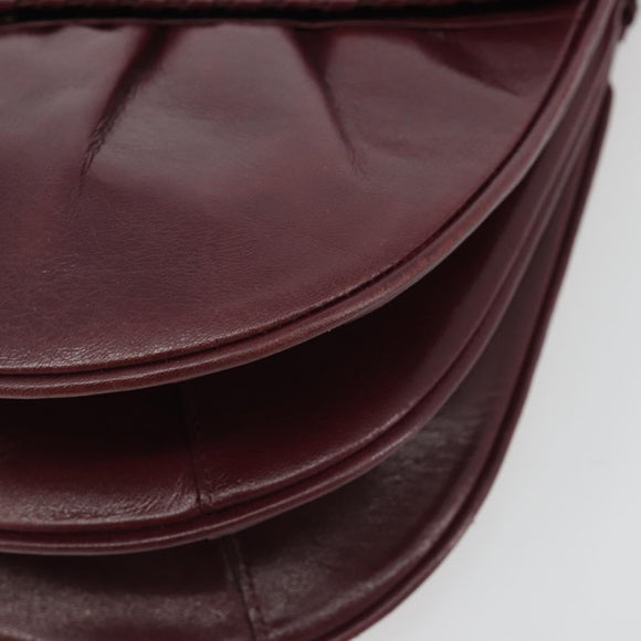 SAINT LAURENT Shoulder Bag Leather Bordeaux Auth bs35835