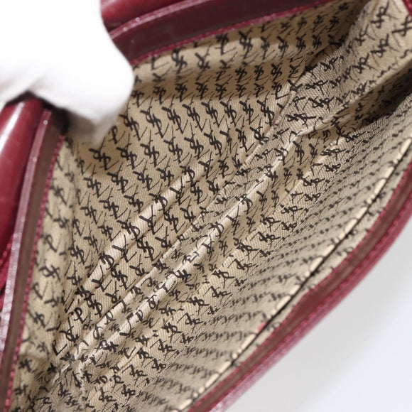 SAINT LAURENT Shoulder Bag Leather Bordeaux Auth bs35835