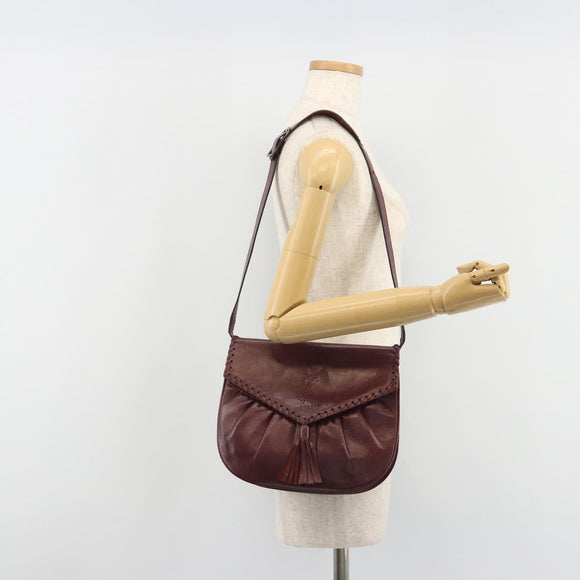 SAINT LAURENT Shoulder Bag Leather Bordeaux Auth bs35835