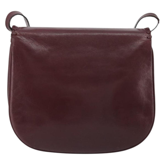 SAINT LAURENT Shoulder Bag Leather Bordeaux Auth bs35835