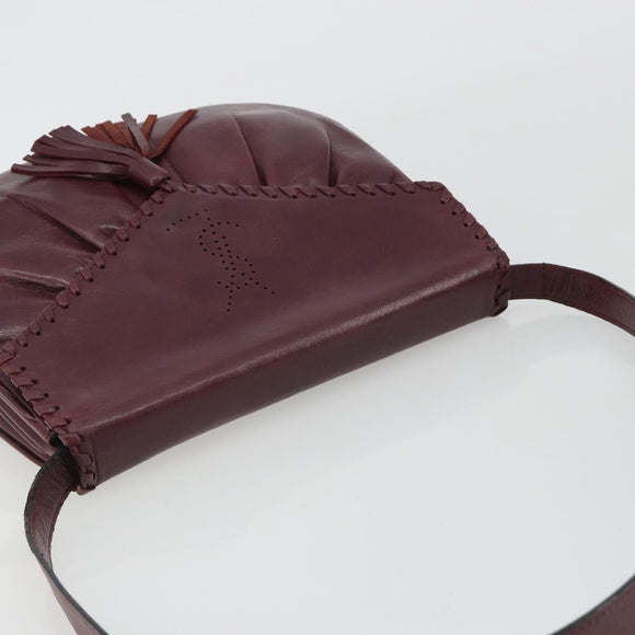 SAINT LAURENT Shoulder Bag Leather Bordeaux Auth bs35835